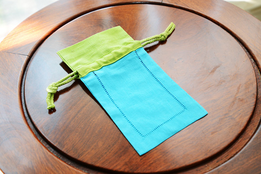 Hemstitch Sachet Bags, Multi Color, Aqua & Macaw Green